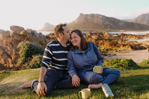 Family photographed together outdoors