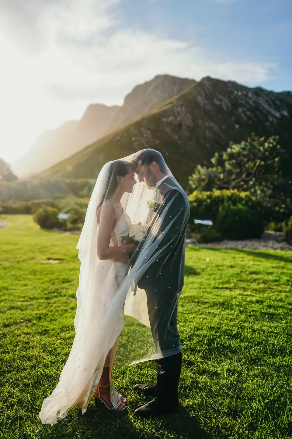 Newlyweds photographed on their wedding day